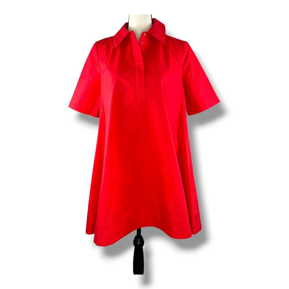 English Factory Red A-line Short Sleeve Shirt Dress MM223D  Small NWT